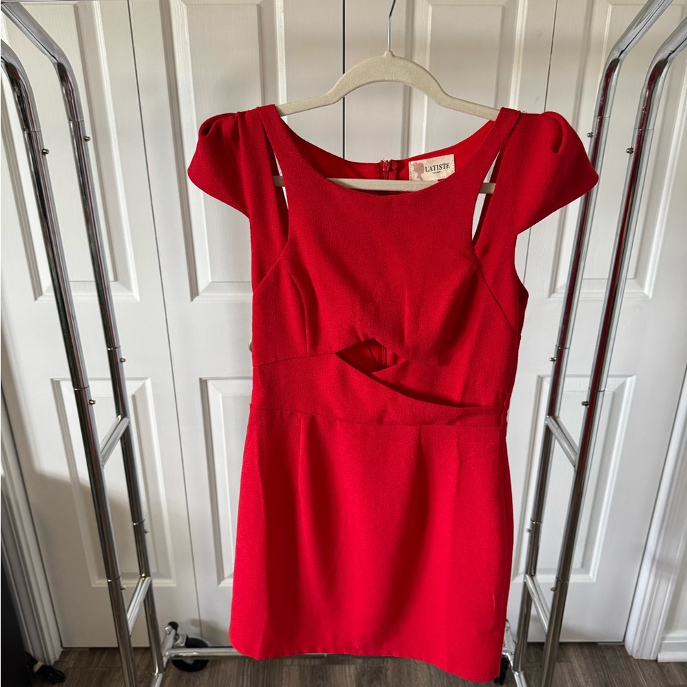 L'ATISTE Vibrant Red Asymmetrical Dress